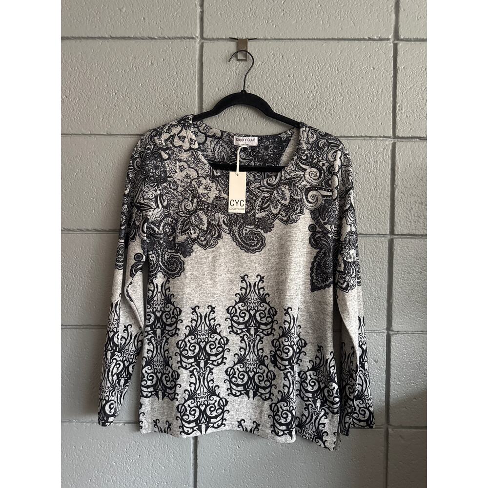 NWT CYC Whimsical Baroque Crewneck Sweater size M
